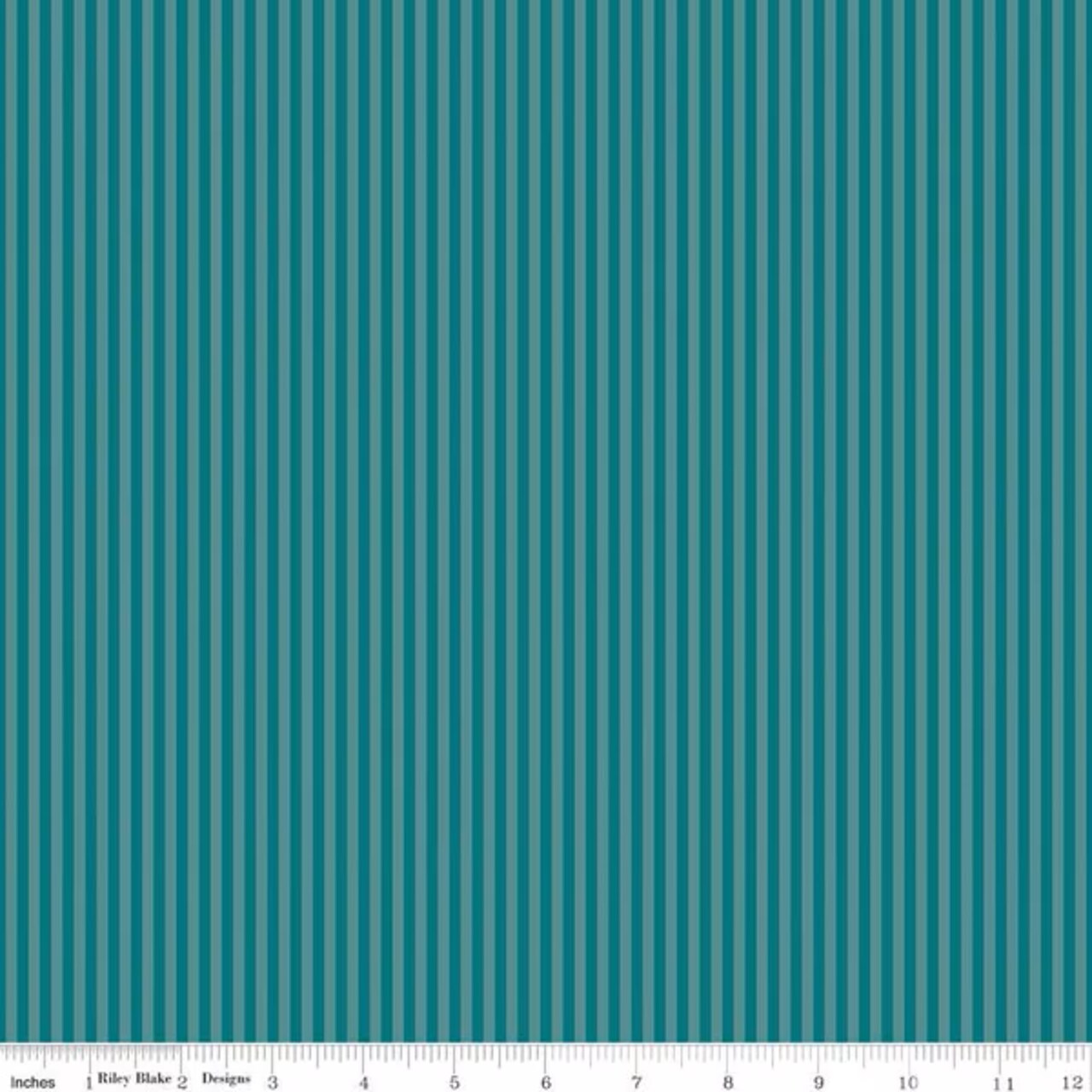 Fabric Riley Blake Basics Teal 1/8" Tonal Stripes by the Quarter Yard C500-TEAL
